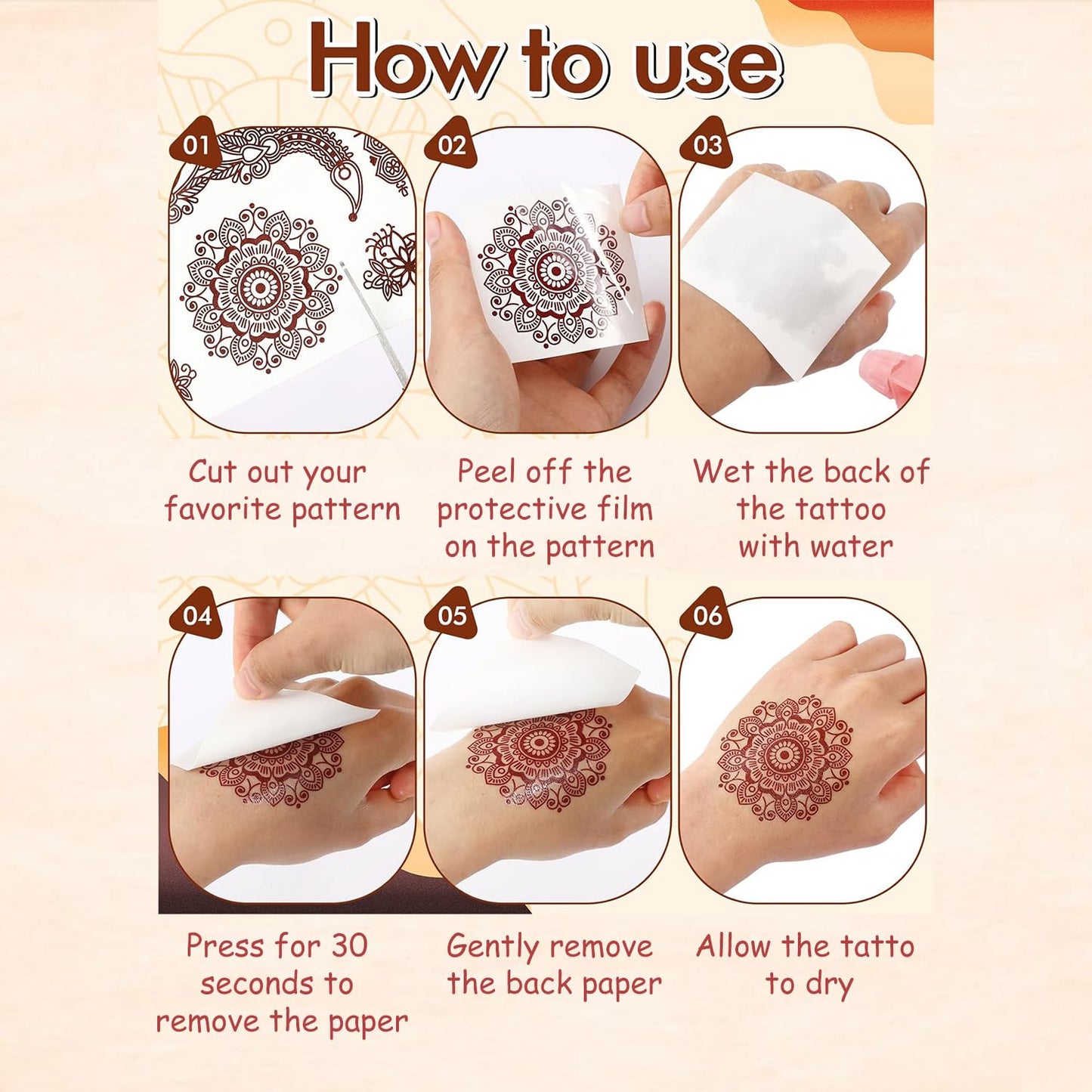 Mehndi Stickers PACK OF 6