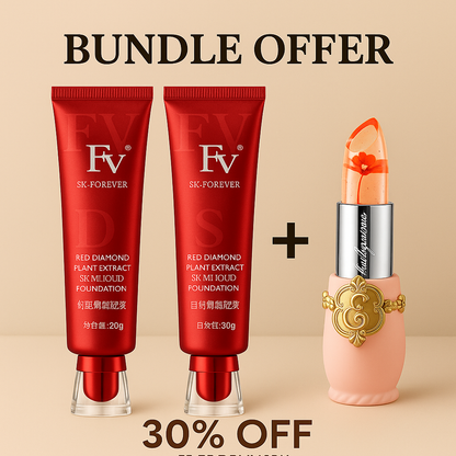 2xHigh Coverage Foundation+get 1 jelly lipstick free