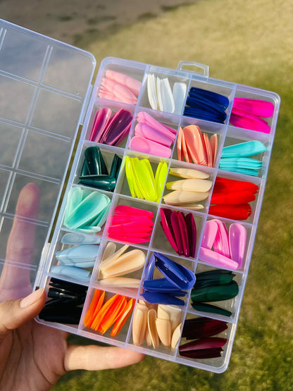 Artificial Nails 576 Pcs Beautiful Fancy Fake Nails (Random Color)